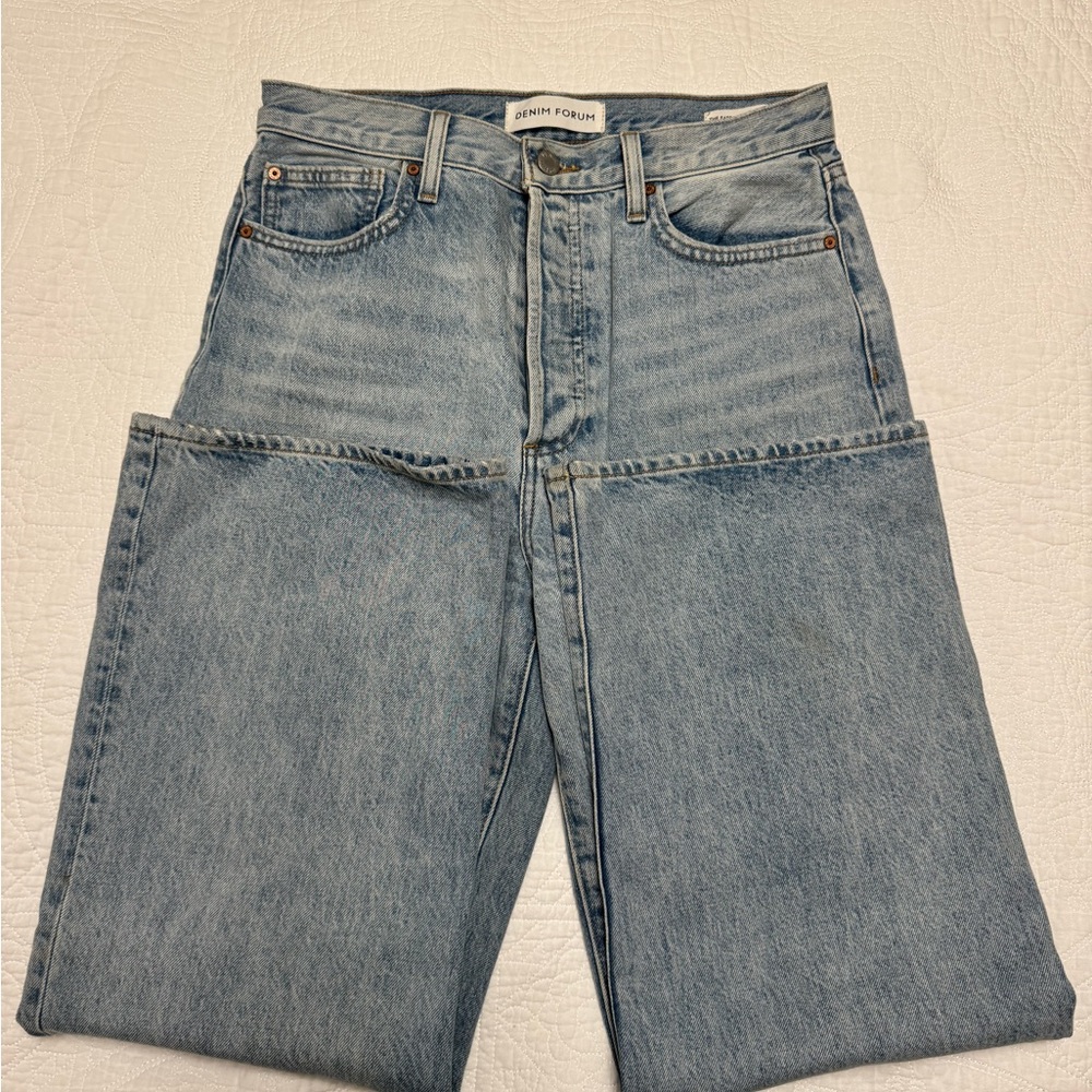Denim Forum Light Blue Wide Leg Jeans